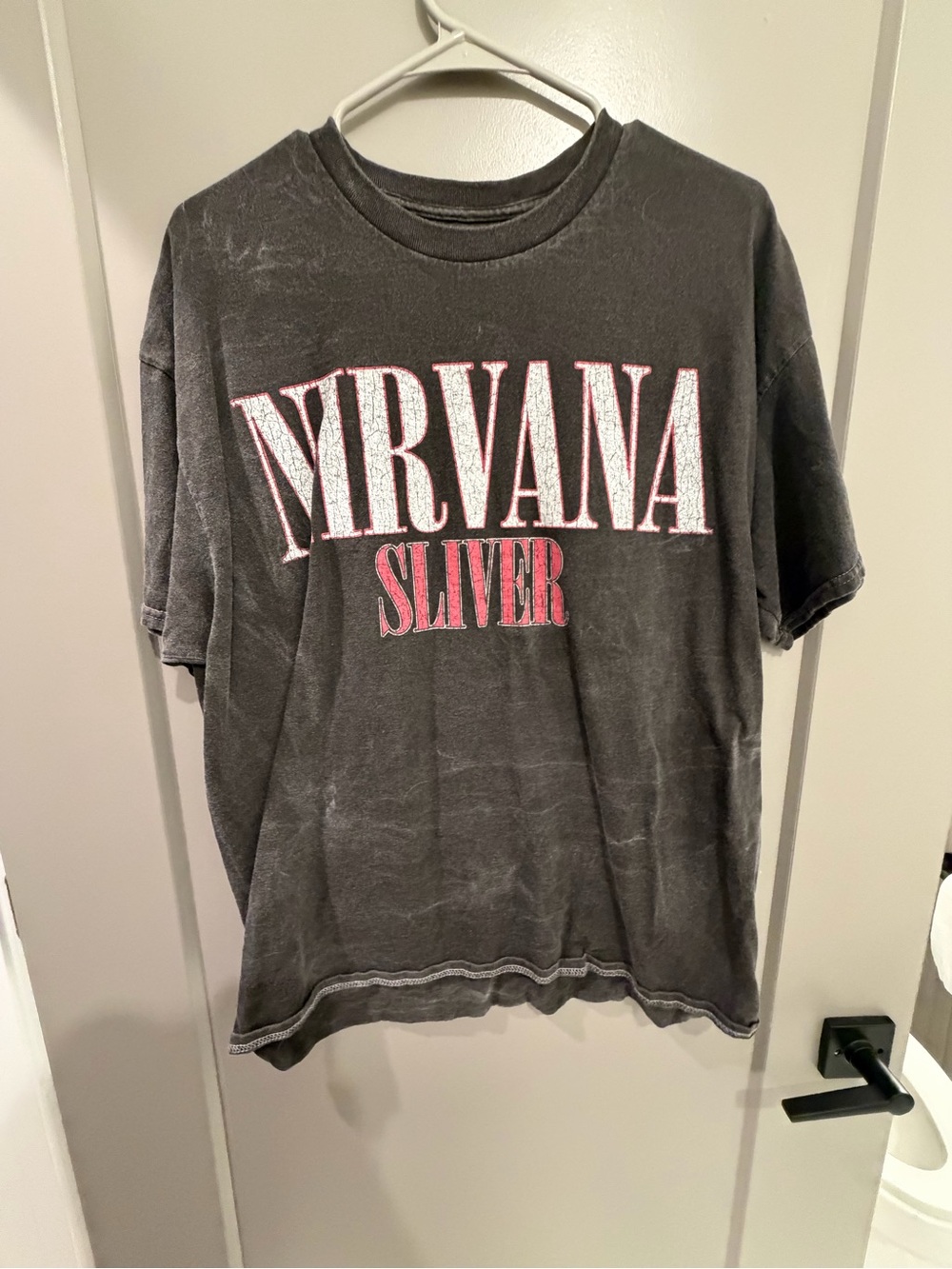 Urban Outfitters Black Nirvana "Sliver" Graphic Tee with Pink Accent